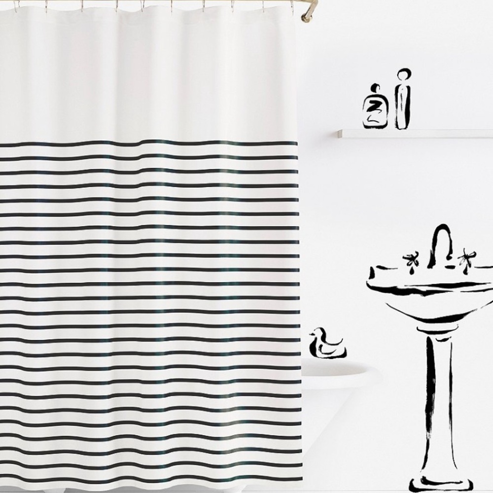 Kate Spade New York Harbor Stripe 72x72 shower curtain in black & white